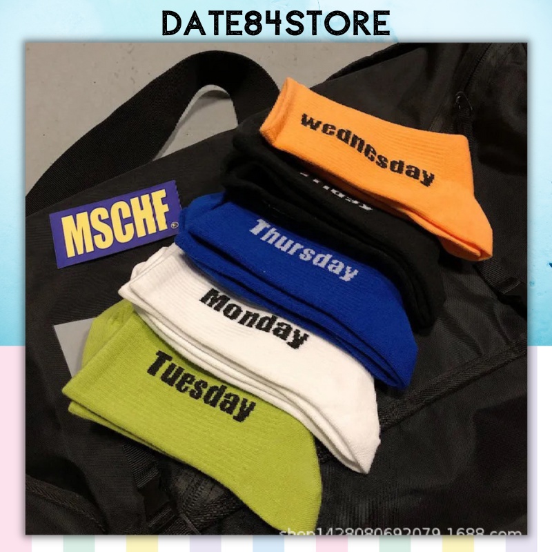 Tất vớ nam nữ unisex cổ cao thứ ngày theo tuần Date84store