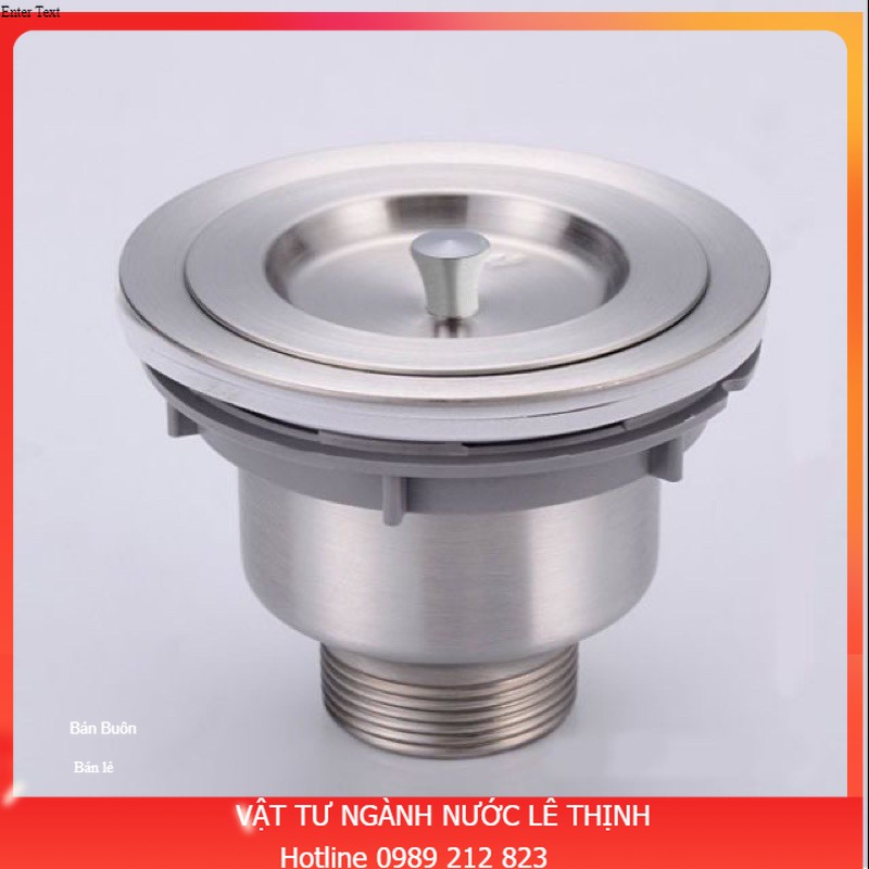 Bầu xi phông thoát chậu rửa bát inox 110mm cả lắp và rọ rác