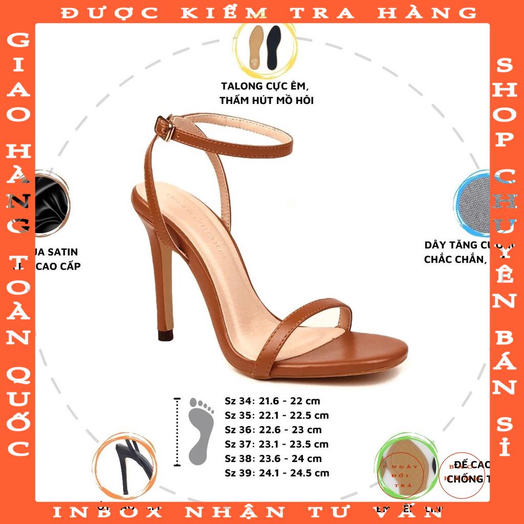 Giày sandal cao gót 9p quai mảnh HADU G931 gót nhọn 9cm, chất liệu lụa Satin, da PU cao cấp - thainguyenshop