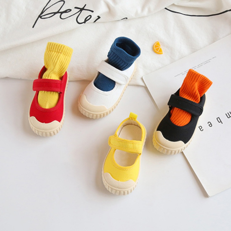 Giày vải màu trơn đế mềm chống trơn trượt thời trang mùa hè cho bé