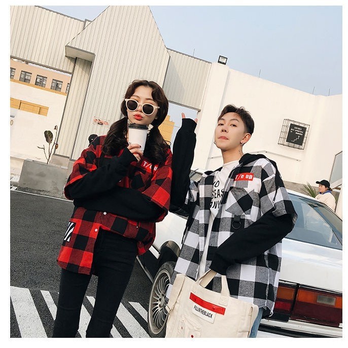 Sơ mi Hoodie Tay dài Flannel T/E-UP Caro Unisex