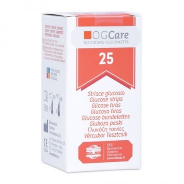 Que sử dụng cho máy đo đường huyết Ogcare (hộp 25 que)