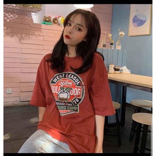 Áo thun nữ, áo cộc tay lỡ dáng rộng màu cam gạch freessz dưới 60kg
