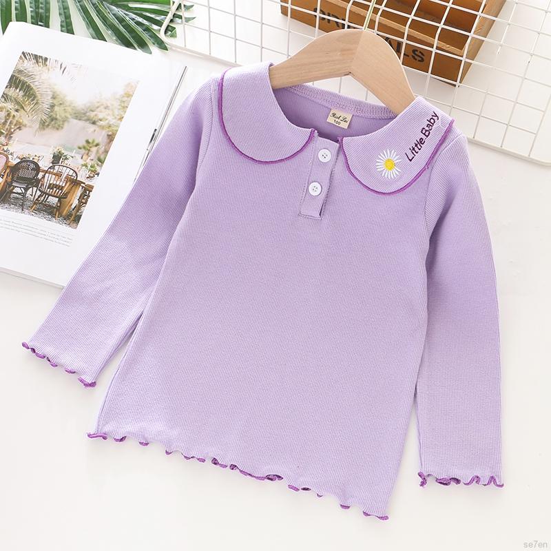 Áo Sweater Se7 Tay Dài In Chữ Và Họa Tiết Hoa Cúc Dễ Thương Thời Trang Cho Bé Gái Từ 2 - 7 Tuổi