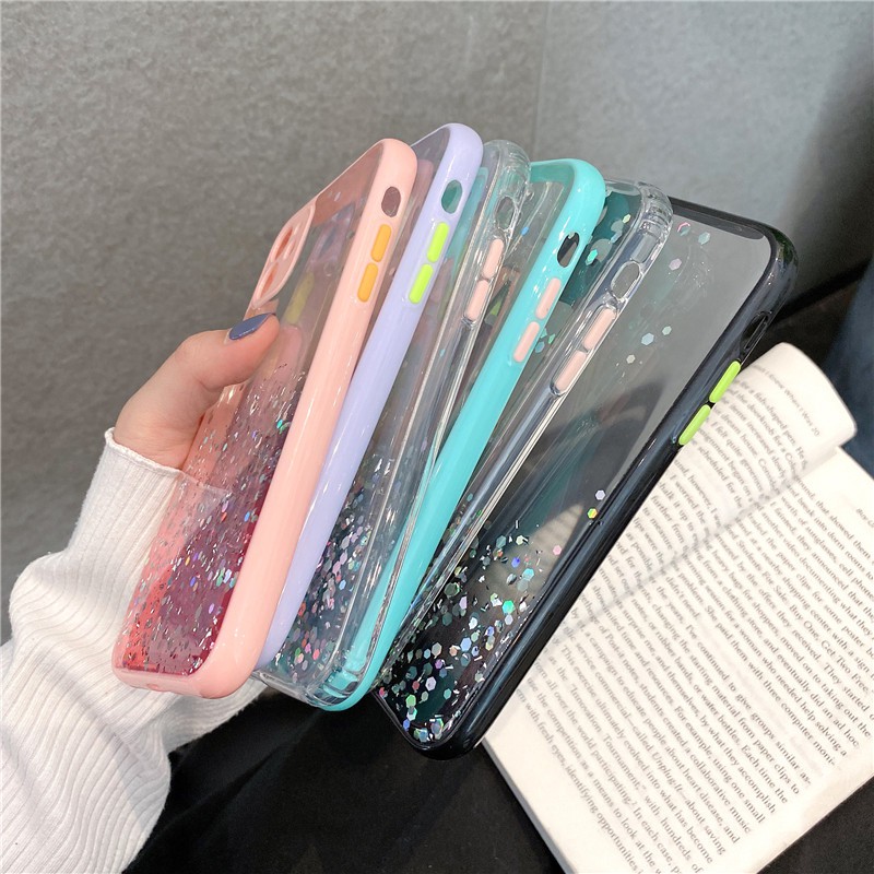 Ốp lưng iPhone 12 mini 11 Pro X XS XR Max 8 7 6 6S Plus SE 2020 Colorful Glitter Gold leaf Skin feel Hard Case Cover 124