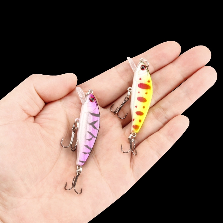 Shengyao 1 Mồi Câu Cá 3D Kèm 4 Lưỡi Câu# Móc Câu Cá 5cm/4g Chuyên Dụng Cao Cấp/Mồi Câu Cá Giả Bằng Nhựa 5 Màu/Minnow Lure/Fishing Bait