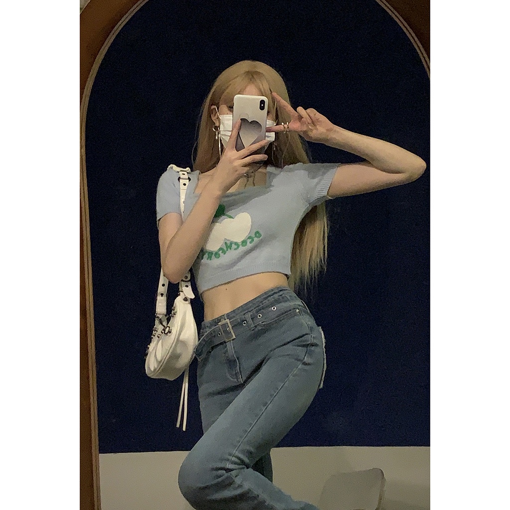 Áo Len Ngắn Tay Thiết Kế Mới Thời Trang Theo Phong Cách Hàn Quốc Dành Cho Nữ