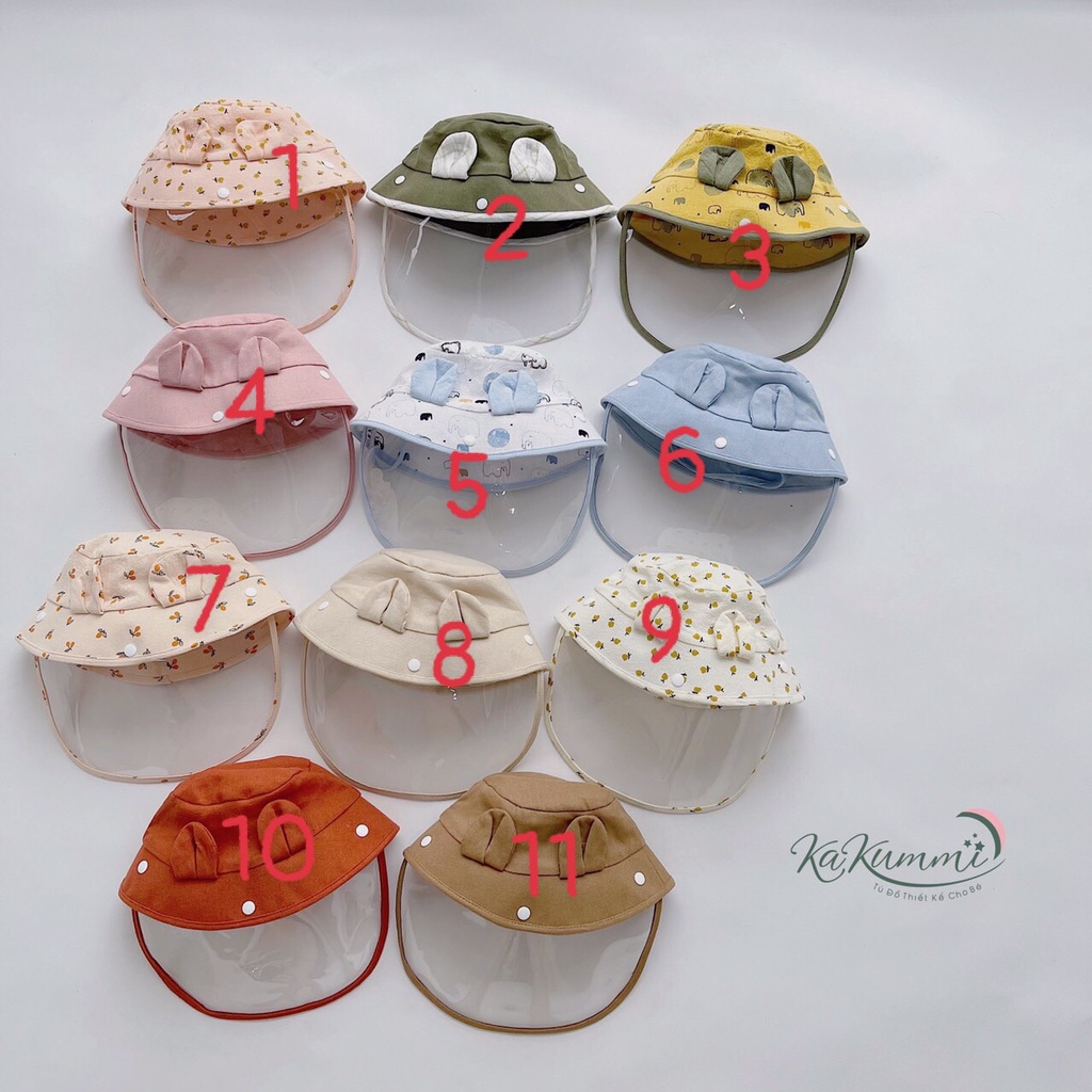 Mũ kèm tấm chắn an toàn cho bé, nón vành tròn unisex cho bé