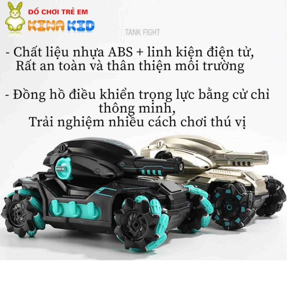 Xe Tăng Điều Khiển Từ Xa Bằng Cảm Biến Đeo Tay Và Remote 2.4Ghz Tank Fight, Xoay 360 Độ, Bắn Đạn Nước