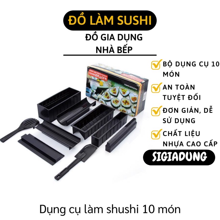 [SGD] Khuôn Làm Sushi - Bộ Dụng Cụ Làm Cơm Cuộn 10 Món Chế Biến Món Sushi tại nhà 3778