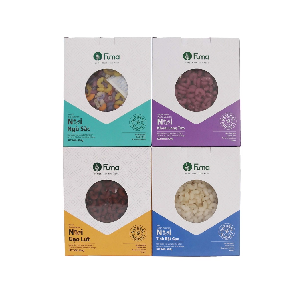 Nui Rau Củ FUMA Nui Gạo Lứt Cao Cấp Nui Ngũ Sắc Eatclean Hữu Cơ Ăn Kiêng Giảm Cân Hộp 500g