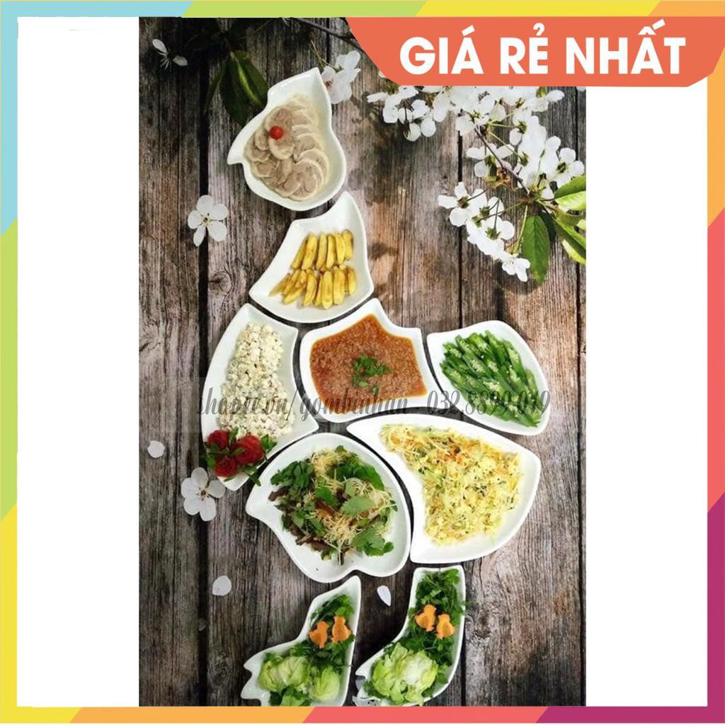 ( GIÁ RẺ NHẤT - BỘ BÁT ĐĨA HÌNH CON GÀ) Bộ đĩa đựng thức ăn hình con gà gốm sứ Bát Tràng đẹp mắt, cao cấp