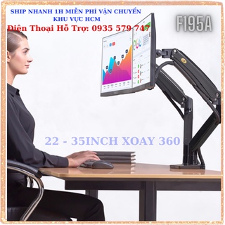 [Phiên Bản 2021] Giá Treo Hai Màn Hình NB F195A 22 - 32 Inch - Tay Treo Màn Hình Kép Gắn Bàn Đa Năng