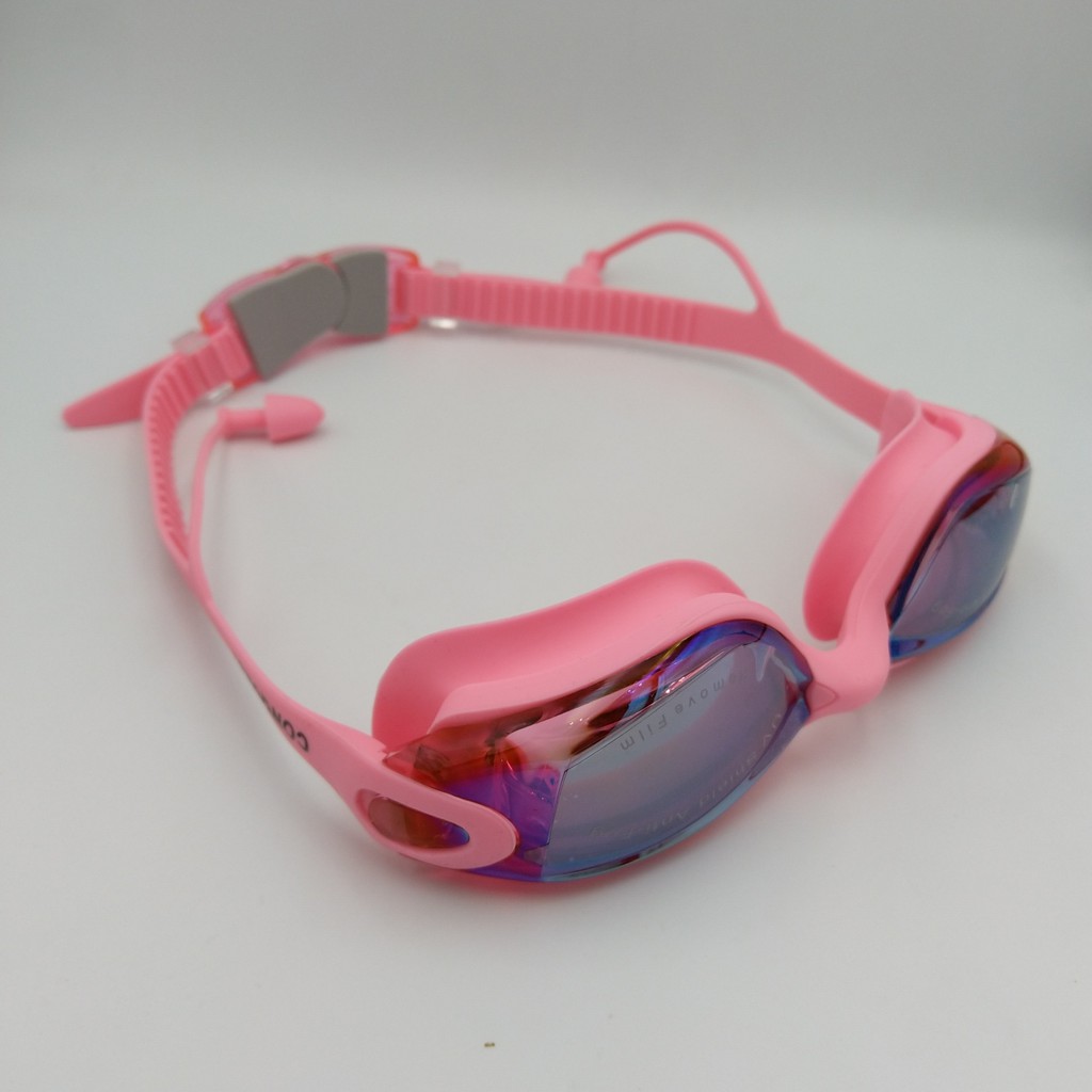 Kính bơi tráng gương Conquest Kitaz kèm 2 nút bịt tai chống tia UV, mắt hính bơi hạn chế sương mờ, tầm nhìn rộng (Hồng)