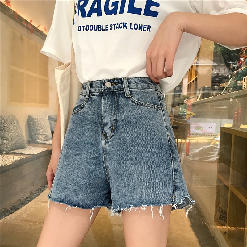 Quần short denim ống rộng lưng cao theo phong cách Hàn Quốc Xiaozhainv | BigBuy360 - bigbuy360.vn
