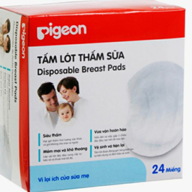 Chính Hãng Hộp 24 Miếng Lót Thấm Sữa Pigeon Cao Cấp, Siêu Thấm Hút