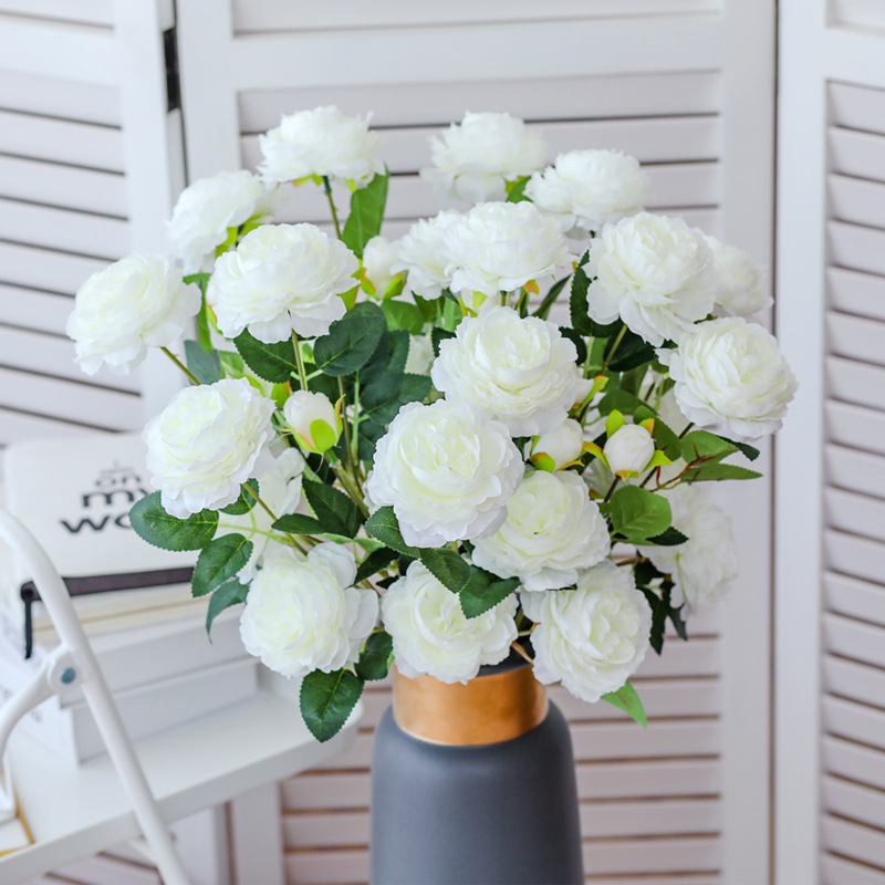 Bó hoa mẫu đơn nhân tạo 3 bông 60cm trang trí tiệc cưới DIY