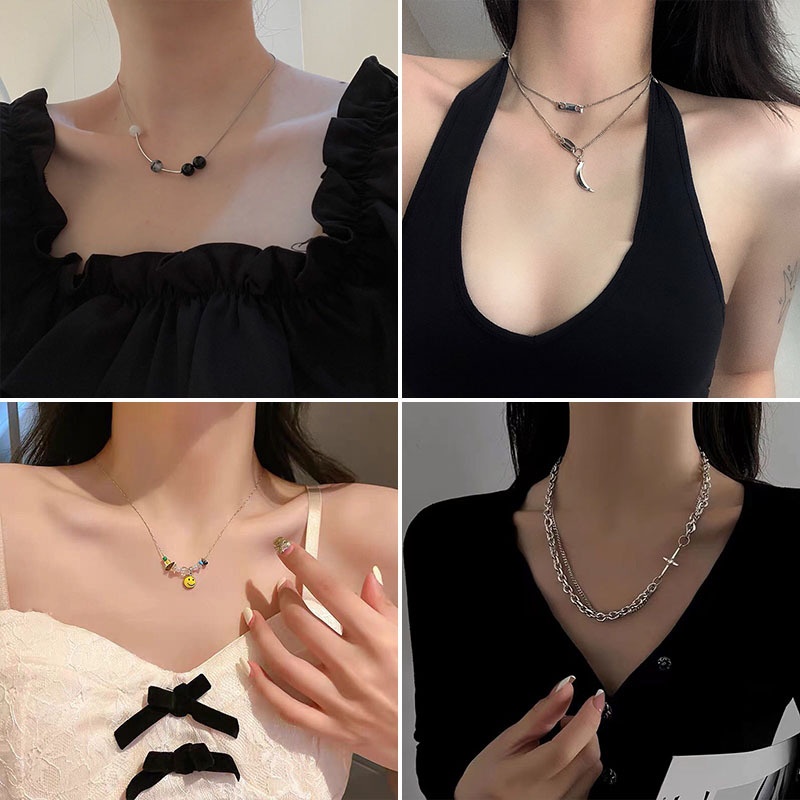 Dây chuyền thép titan mặt trái tim thanh lịch phong cách Hàn Quốc dành cho nữ