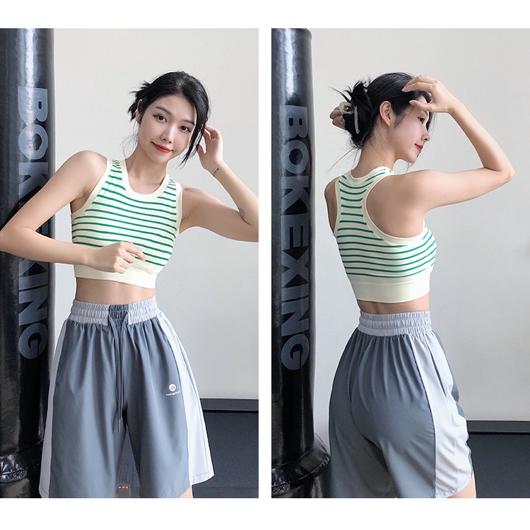 Áo ngực thể thao kẻ sọc chống sốc thời trang năng động
