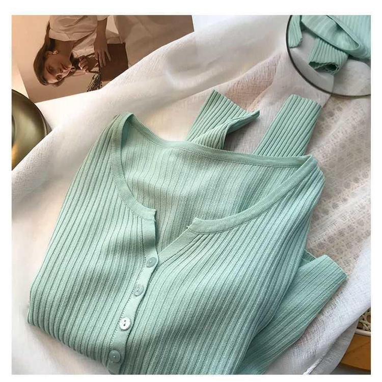 9 Màu Phiên Bản Hàn Quốc Dệt Kim Cardigan Phong Cách Mỏng Bên Ngoài Mùa Hè Thời Trang Phù Hợp Với Áo Sơ Mi Điều Hòa Không Khí Ice Silk Sunscre