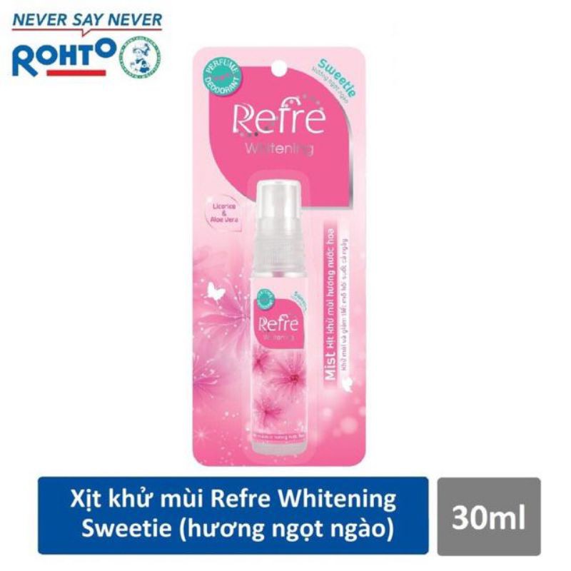 Xịt khử mùi hương nước hoa Refre Whitening Sweetie 30ml Hàng SAMPLE KHÔNG HỘP