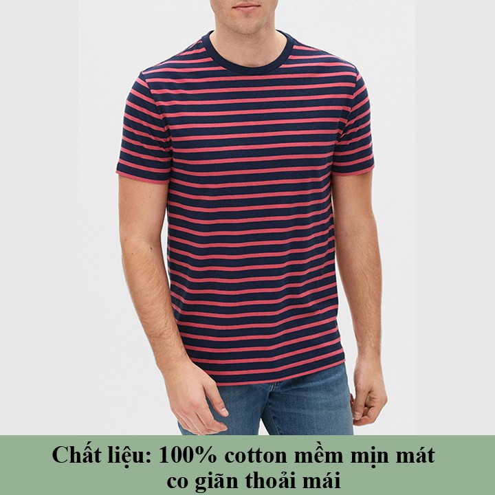 ÁO THUN NAM GAP CỔ TRÒN - XANH TRẮNG