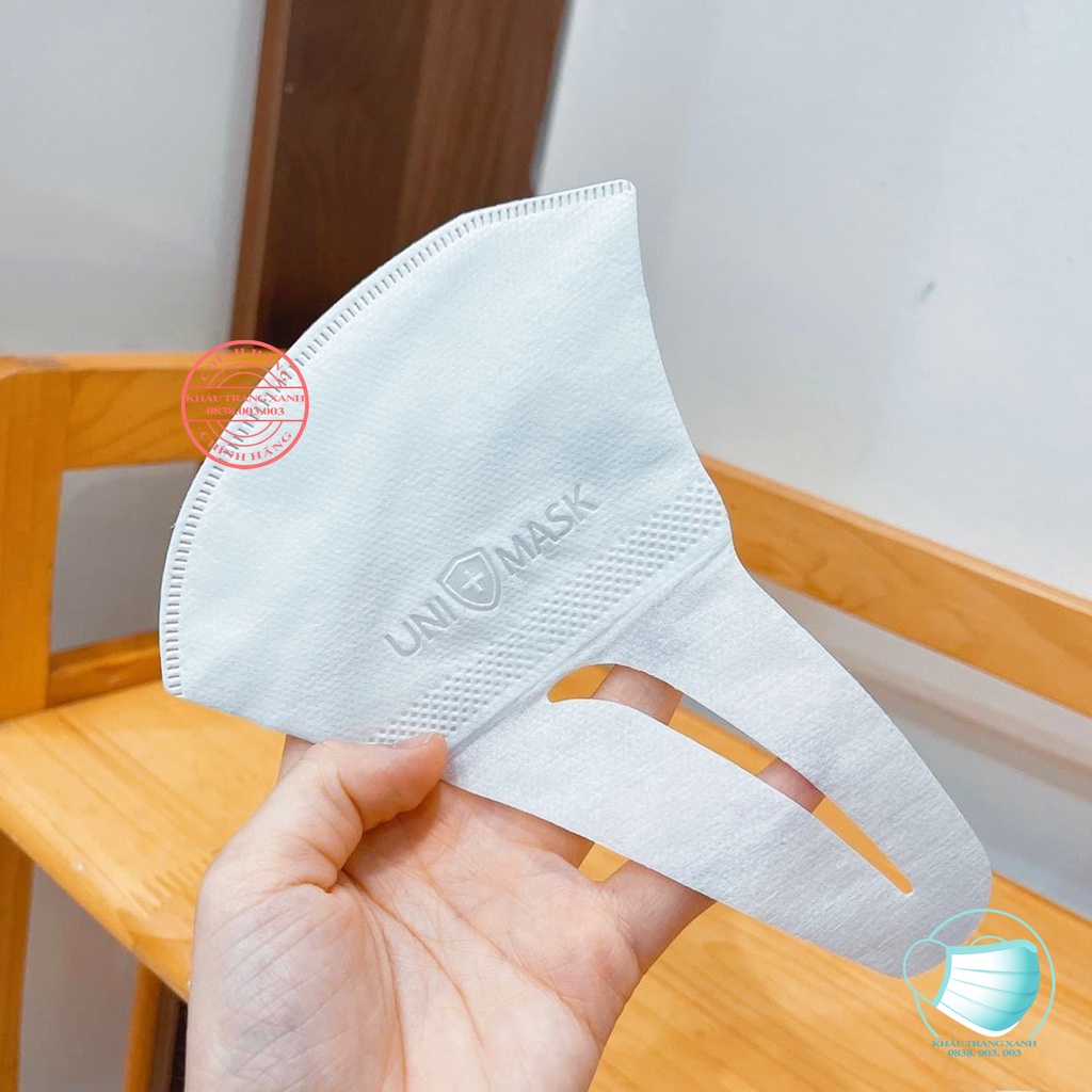 Khẩu trang y tế 3D UNI MASK Công Nghệ dập Nhật Bản phom ôm Sát Mặt và quai mềm - khautrangxanh