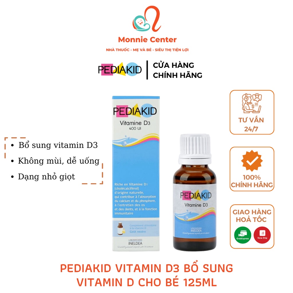 SIRO PEDIAKID VITAMIN D3 BỔ SUNG VITAMIN D CHO BÉ 125ML