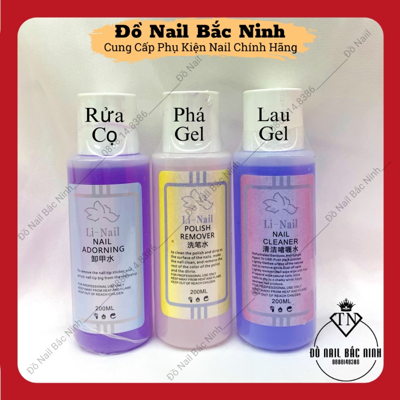 Nước Lau Gel, Phá Móng, Dung Dịch Rửa Cọ Nail Li-Nail Chính Hãng Chai 200ml