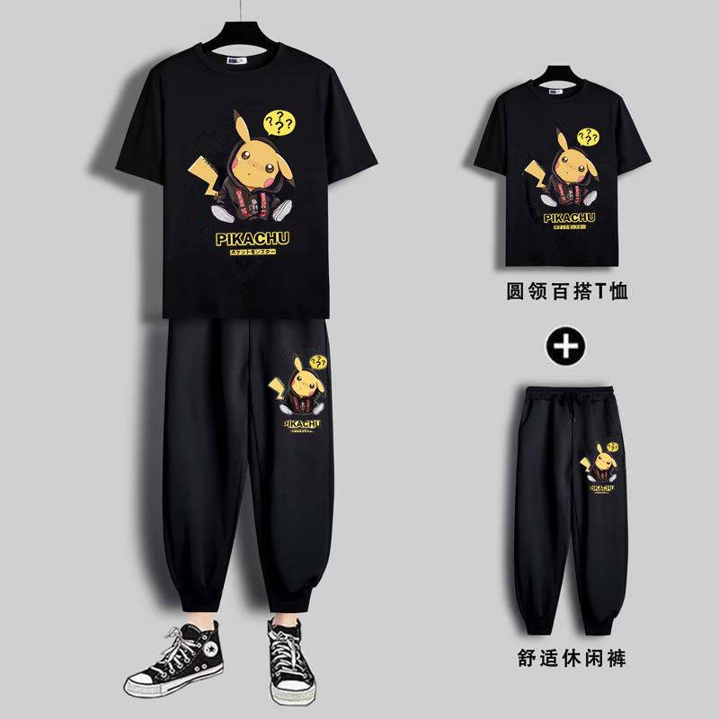 Set Đồ Thể Thao Áo Thun Tay Ngắn In Hình Pikachu Dành Cho Tuổi Teen