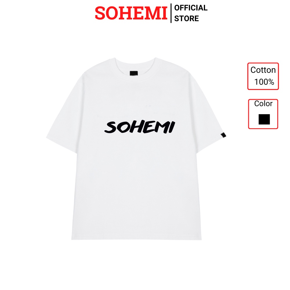Áo thun SOHEMI form rộng tay lỡ cotton 100% 4 chiều cao cấp in hình LOGO