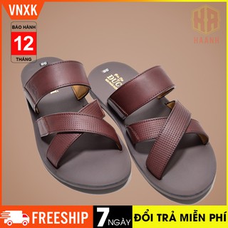 Dép da nam quai ngang 🔥ĐƯỢC KIỂM HÀNG🔥 Dép da nam cao cấp quai ngang da bò VNXK Mã N34
