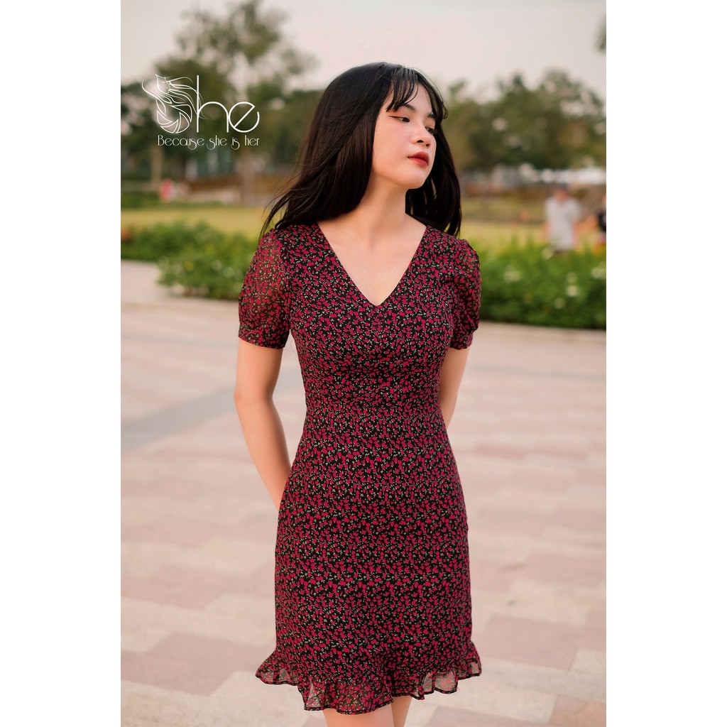 Rouie Dress - Đầm cổ V tay ngắn | SDX108