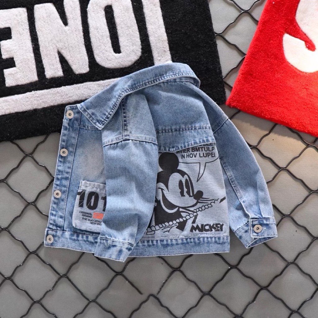 Áo Khoác Bò, Áo Jean In Hình Mickey Cực Dễ Thương Cho Bé Trai gái  10-25kg