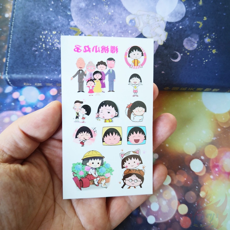 Tờ miếng dán hình xăm tạm thời chống thấm nước hình anime Maruko-Chan chibi đáng yêu thời trang