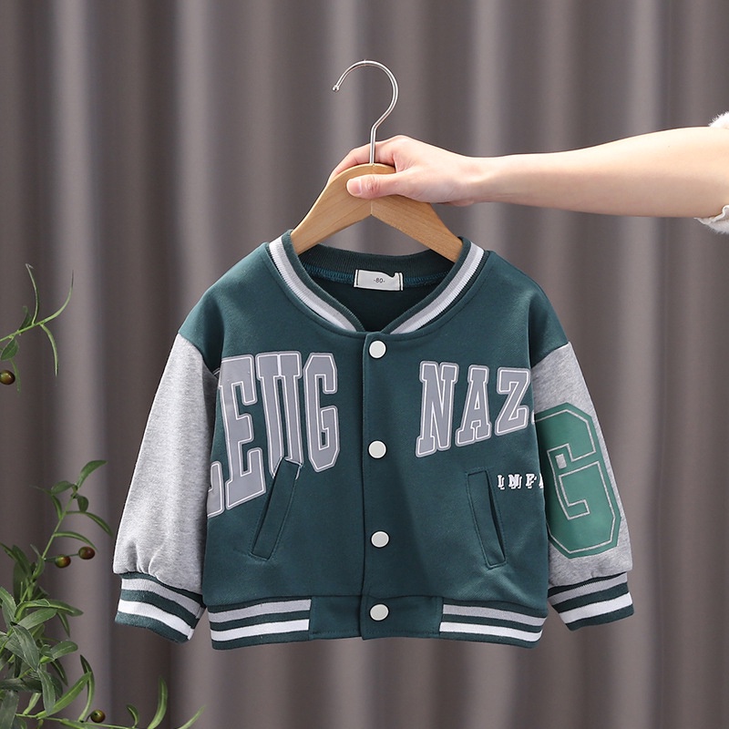 Áo Khoác Bóng Chày Thời Trang Xuân Thu Năng Động Cho Bé Trai