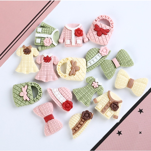 Charm mô hình mũ váy áo dễ thương cho bạn gái thích hợp trang trí vỏ ốp điện thoại, dán Jibbitz, kẹp tóc, DIY