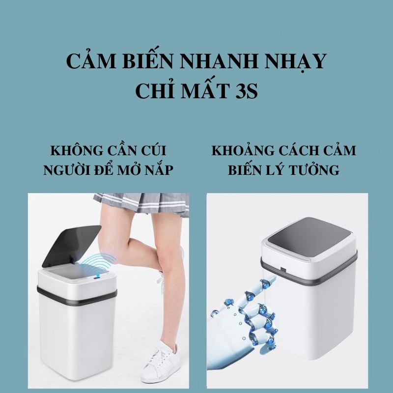 Thùng Rác Thông Minh, Thùng Rác Mini Cảm Ứng Tự Động Đóng Mở Nắp Cao Cấp Tiện Ích Sang Trọng PAPAA.HOME