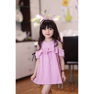 Váy thô kẻ hở vai