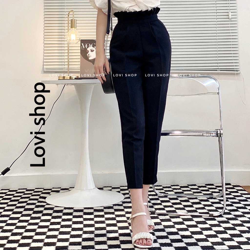 Quần tây công sở lưng bèo quần baggy xếp ly size s m l Lovi