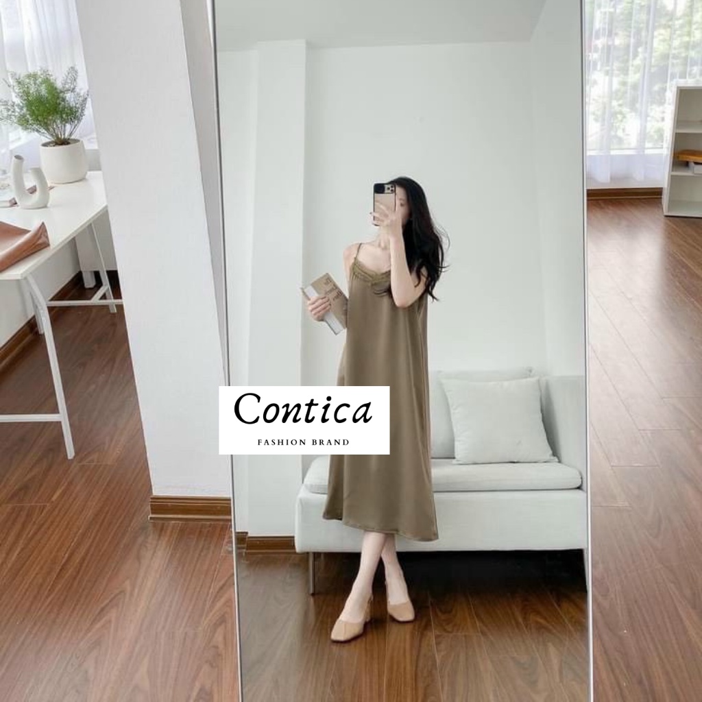 Váy lụa 2 dây phối ren siu hot - Chất lụa satin cao cấp siêu mềm min, mát lịm - CONTICA CLOTHING | BigBuy360 - bigbuy360.vn