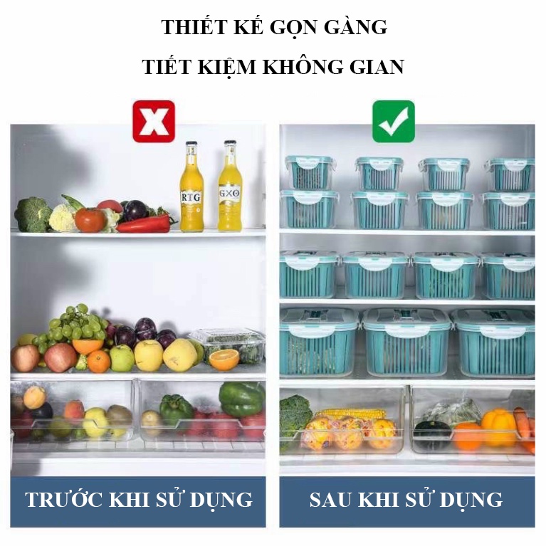 SET 5 Hộp Đựng Đồ, Thực Phẩm Bảo Quản Tủ Lạnh Đa Năng Có Nắp Đậy Cao Cấp - QUÀ TẶNG HẤP DẪN