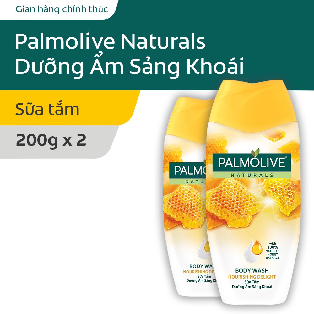 Bộ 2 chai sữa tắm Palmolive dưỡng ẩm sảng khoái 100% chiết xuất từ mật ong 200g/chai