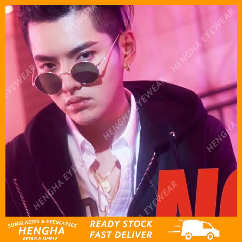 Kính mát chống UV400 khung tròn thời trang hiphop cá tính