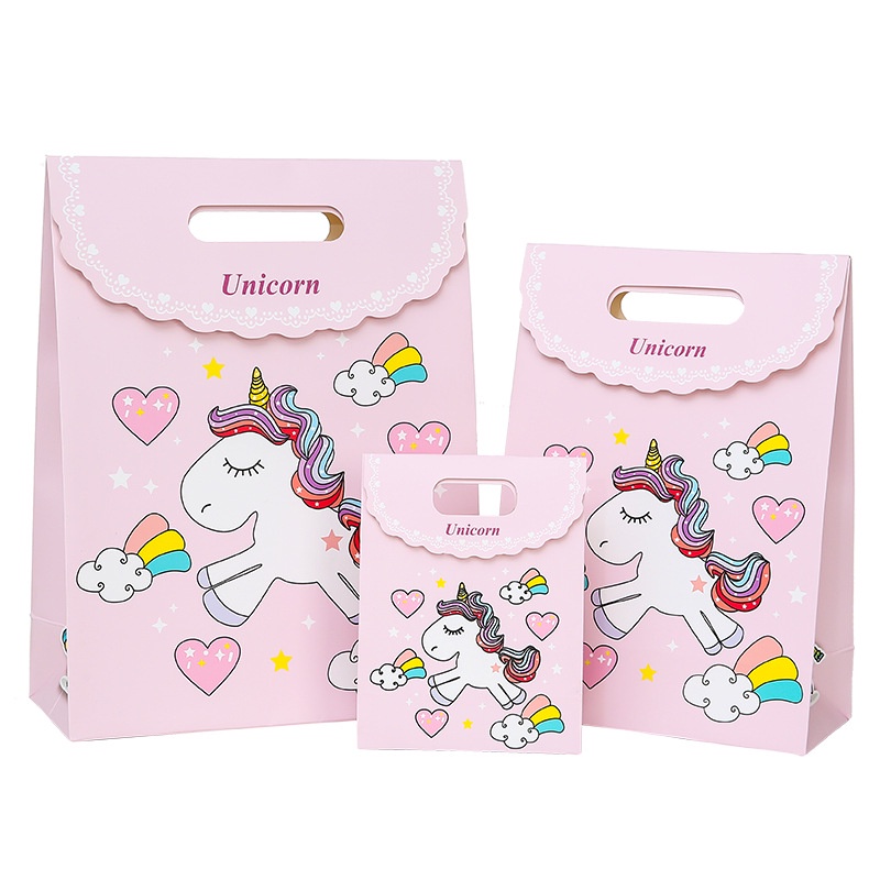 Set 22 túi giấy đựng quà in hình kỳ lân hoạt hình dễ thương chất lượng cao thời trang cho bé