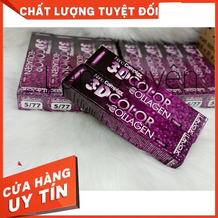 Thuốc nhuộm tóc lavox 3d collagen tím 100ml và bảng màu ,Lên màu chuẩn xinh ,giữ màu bền [chínhhãngchuẩncôngti] , giá rẻ