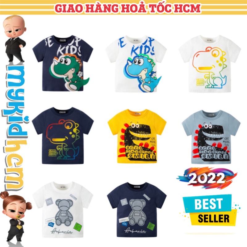Áo thun cho bé trai in hình KHỦNG LONG mẫu mới 2022 ngộ nghĩnh chất cotton cho bé đi học đi chơi