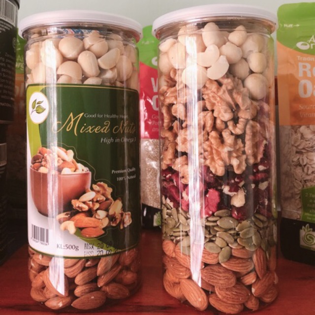 Hộp mix 3 nhân tách sẵn( óc chó đỏ, Hạnh nhân macca)