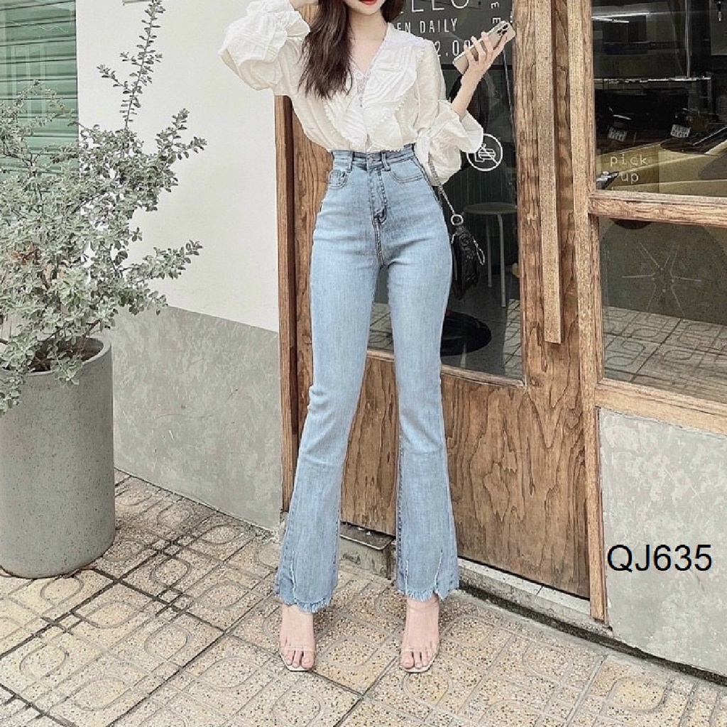 Quần jeans ống loe - ống vẩy cắt gấu QJ635