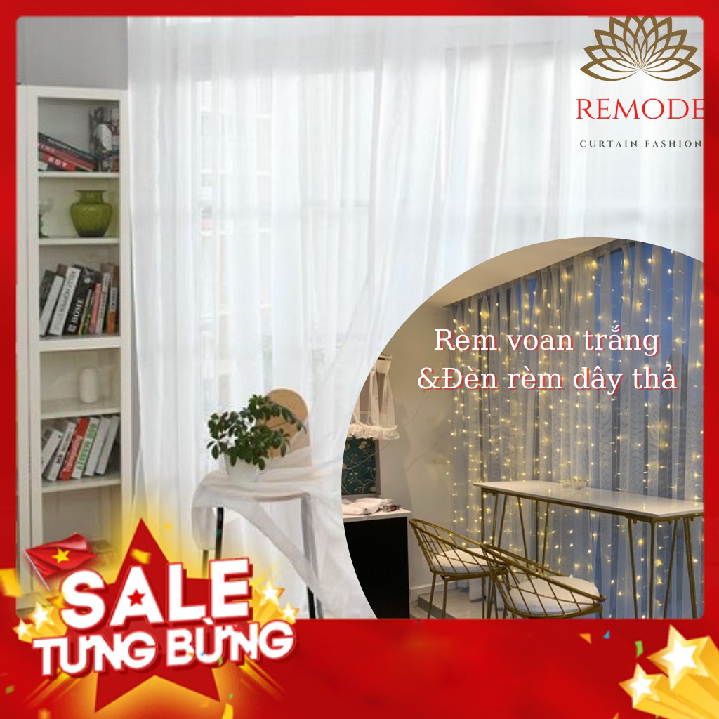 Rèm voan trắng, rèm cửa sổ trắng may dán tường treo thanh decor trang trí cửa sổ cửa chính phòng ngủ phòng khách REMODE